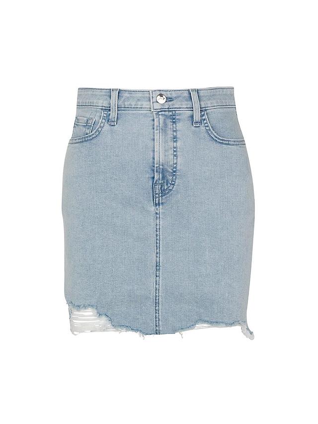 JEN7 by 7 For All Mankind Ripped Raw Hem Denim Pencil Miniskirt Product Image