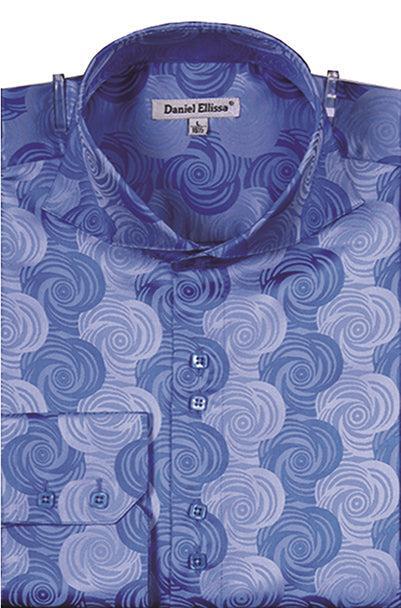 Dress Shirt Regular Fit Designer Pattern In Blue Product Image