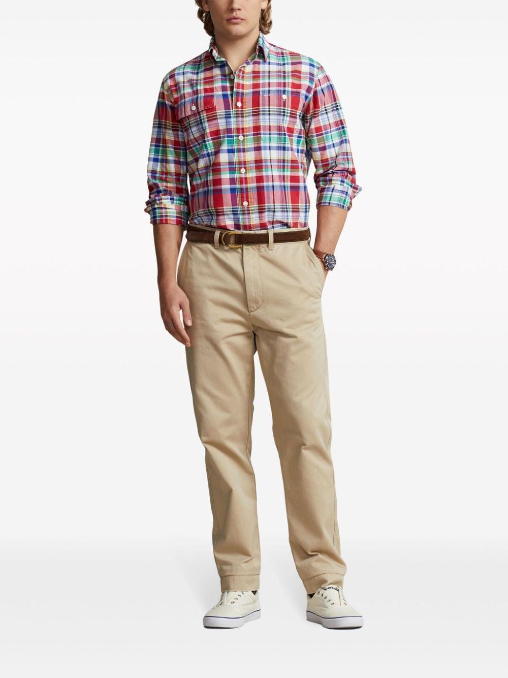 Plaid Cotton Shirt In Red Product Image