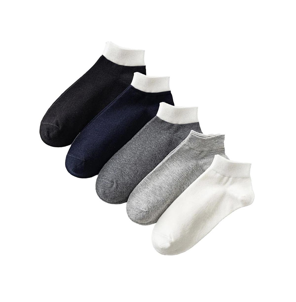 Stems Womens Color Block Soft and Sporty Ribbed Ankle Socks Pack of Five Product Image