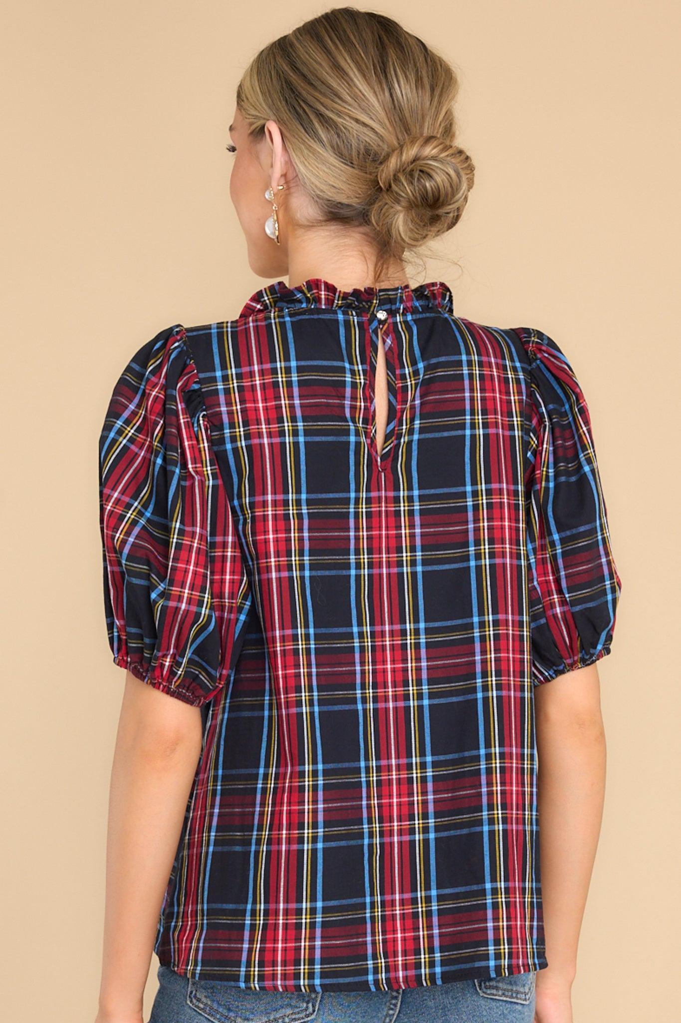 Aura A Special Gift Black Plaid Top Product Image