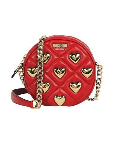 MOSCHINO Heart Studs Quilted Shoulder Bag In Red Product Image