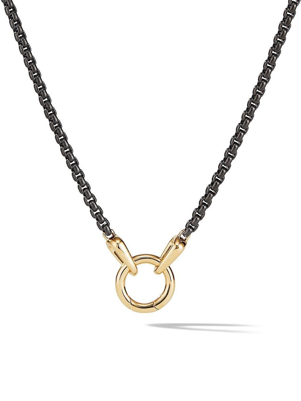 Mens Smooth Amulet Box Chain Necklace in Stainless Steel Product Image