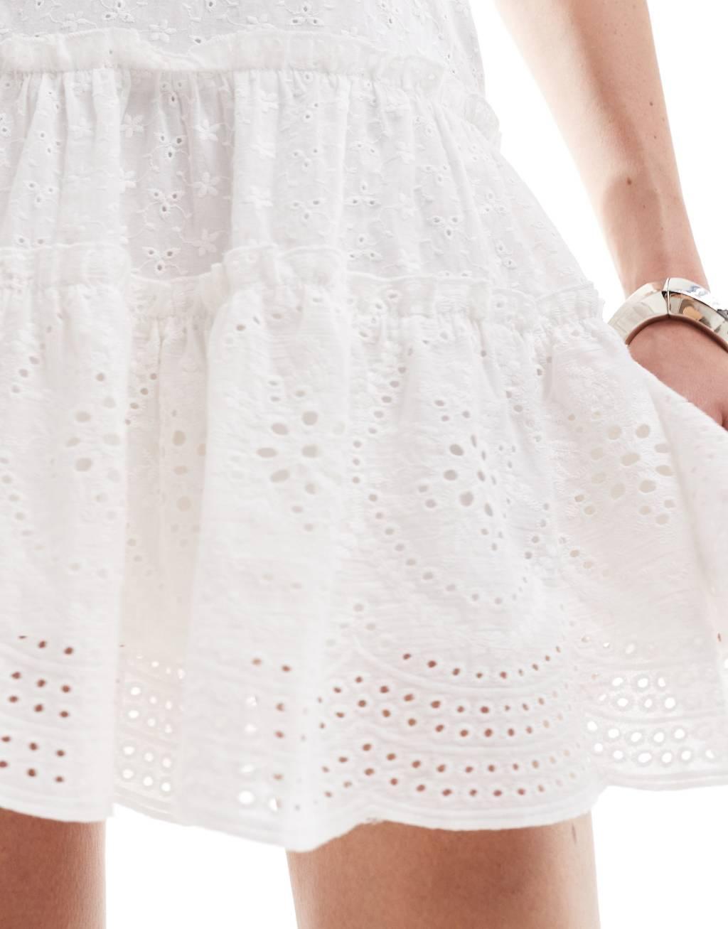 Style Cheat eyelet ruffle mini skirt in white - part of a set Product Image