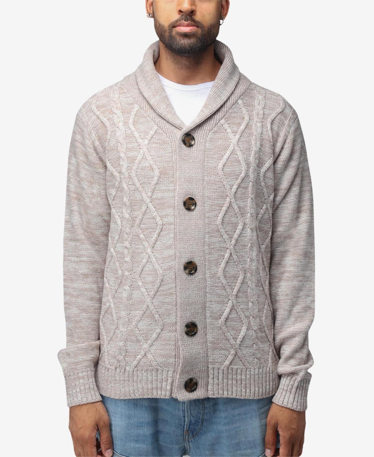 X-Ray Mens Shawl Collar Cable Knit Cardigan Product Image