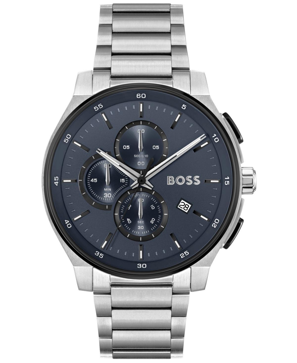 Stainless-steel Chronograph Watch With Matte-blue Dial Men's Watches In Assorted-pre-pack Product Image