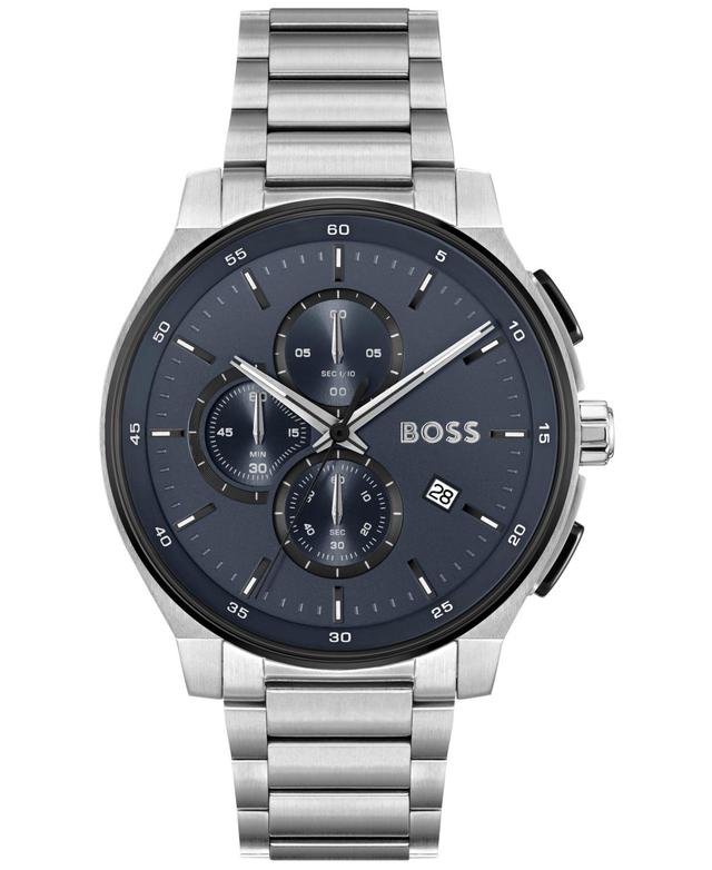 Hugo Boss Mens Peak 2.0 Quartz Chrono Stainless Steel Watch 45mm - Silver-tone Product Image