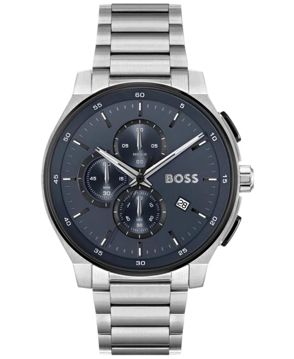 Hugo Boss Mens Peak 2.0 Quartz Chrono Stainless Steel Watch 45mm - Silver-tone Product Image