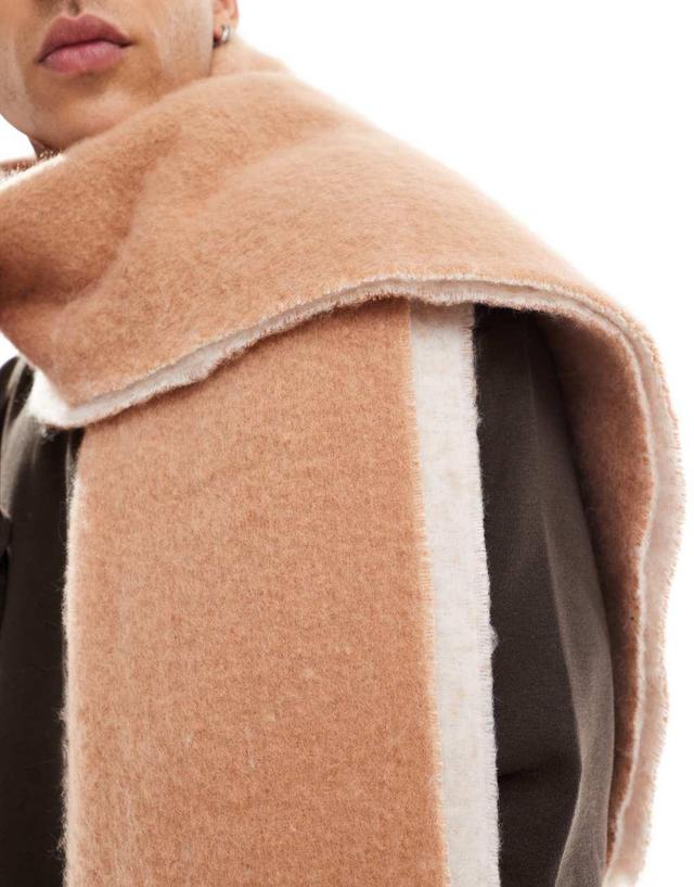 ASOS DESIGN fluffy blanket scarf in beige Product Image