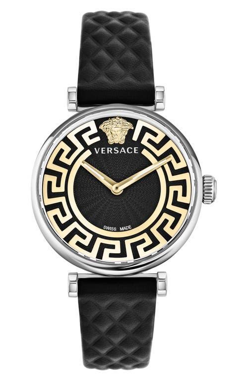 Versace Greca Chic Leather Strap Watch, 35mm Product Image