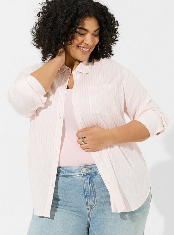 Rayon Slub Drop Shoulder Button-Front Shirt Product Image