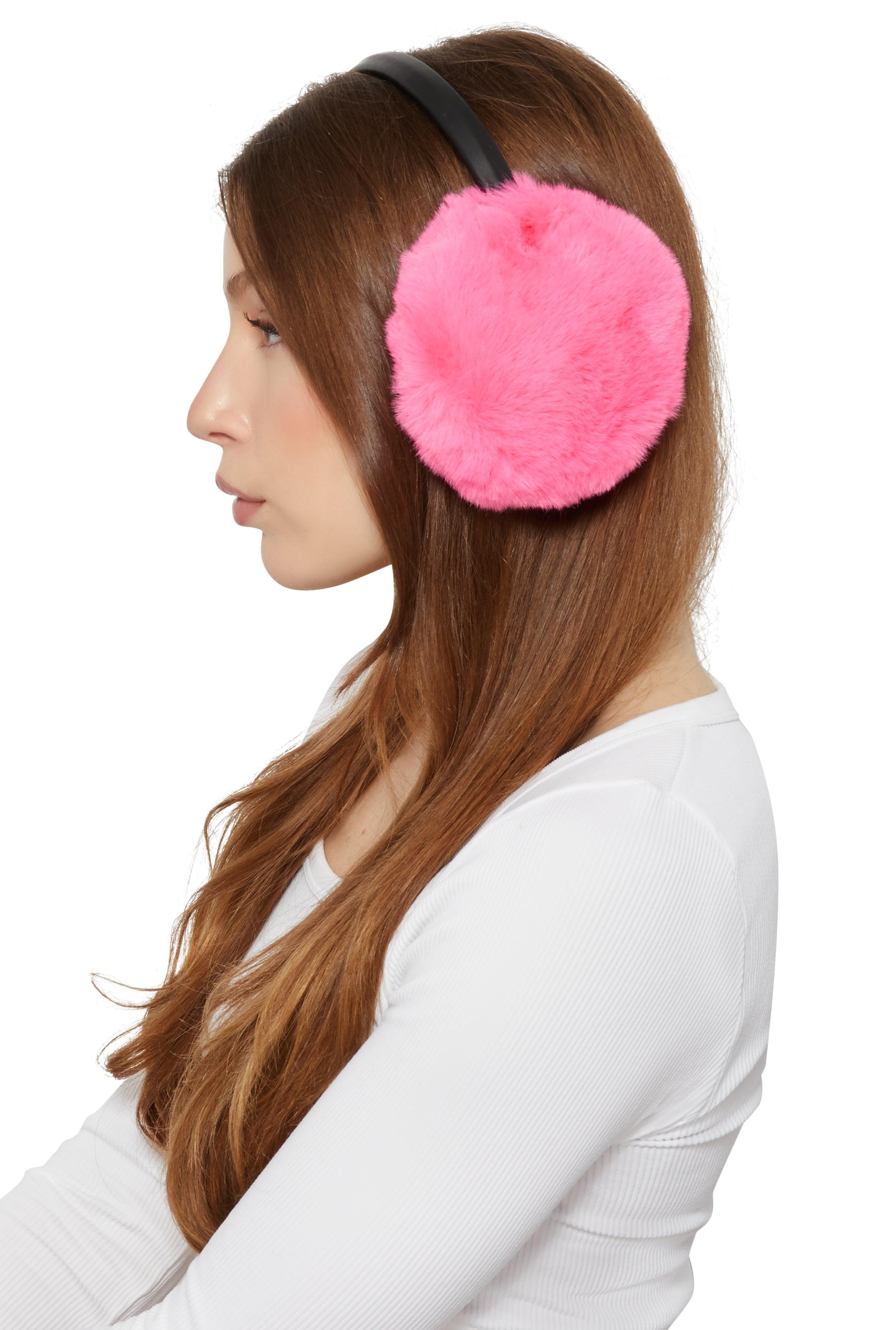 Faux Leather Band Faux Fur Earmuffs Female Product Image