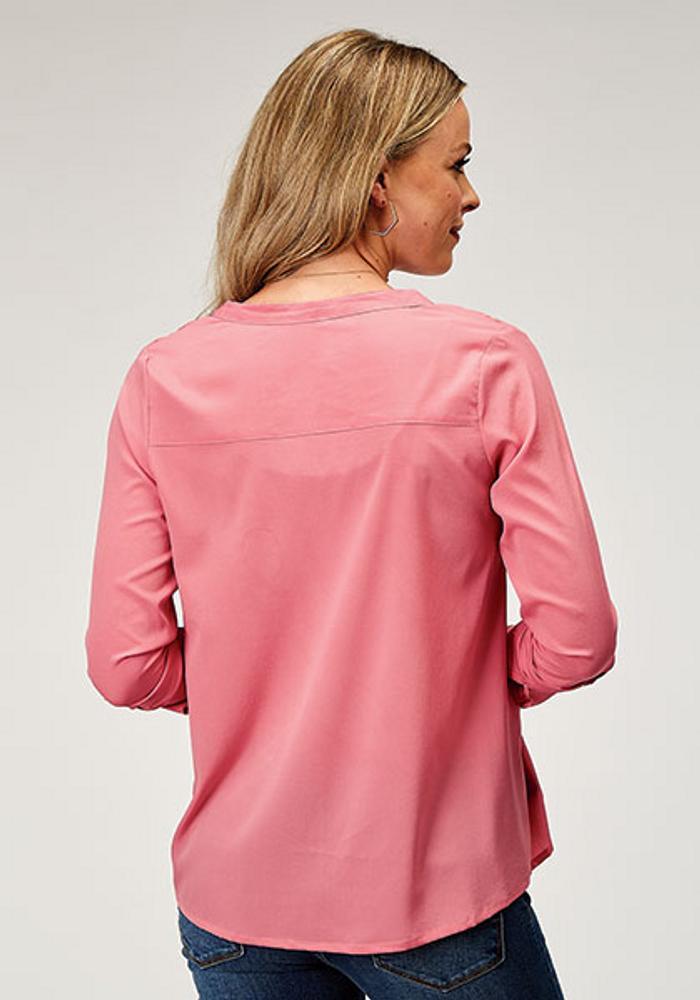 Roper® Ladies' L/S Pink Crepe with Front Yoke Embroidery Shirt Product Image