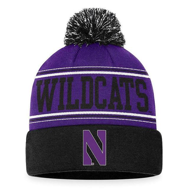 Mens Top of the World Northwestern Wildcats Draft Cuffed Knit Hat with Pom Product Image