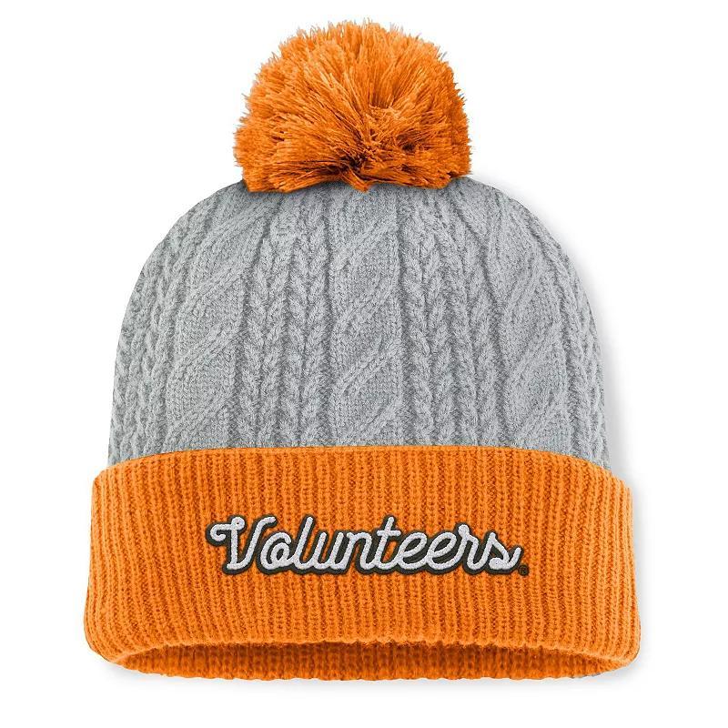 Womens Top of the World Gray/Tennessee Orange Tennessee Volunteers Becca Cuffed Knit Hat with Pom Product Image