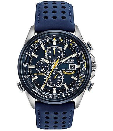 Citizen Mens World Chronograph A-T Blue Strap Watch Product Image