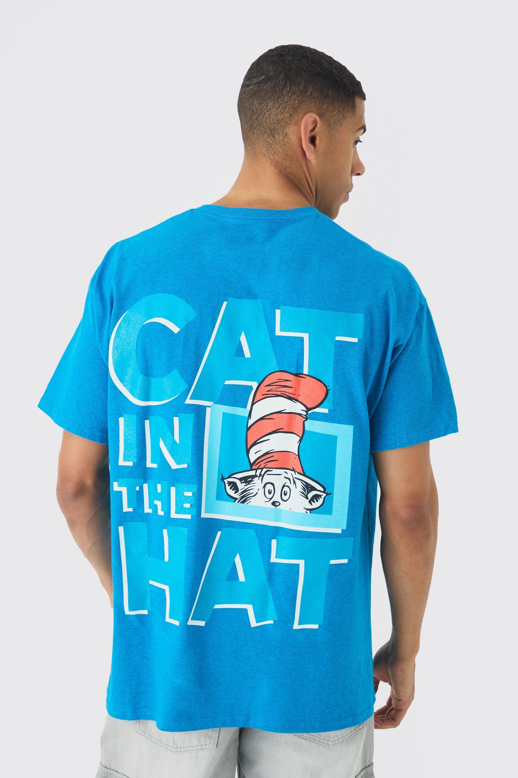 Oversized Cat In The Hat Wash License Print T-shirt | boohooMAN USA Product Image