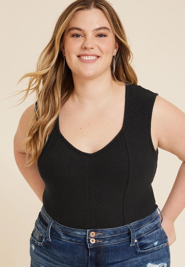 Maurices 2X Plus Size Womens Textured Corset Tank Top Product Image