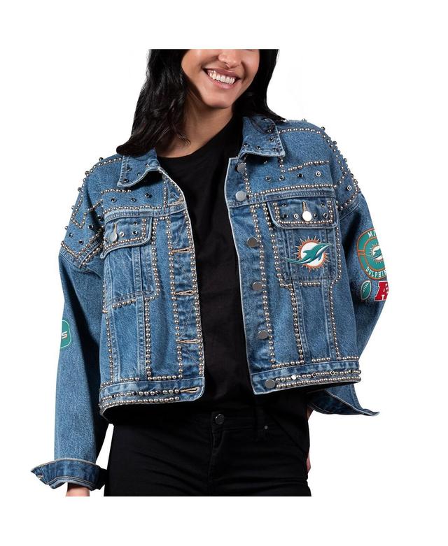 Womens G-III 4Her by Carl Banks Miami Dolphins First Finish Medium Denim Full-Button Jacket Product Image