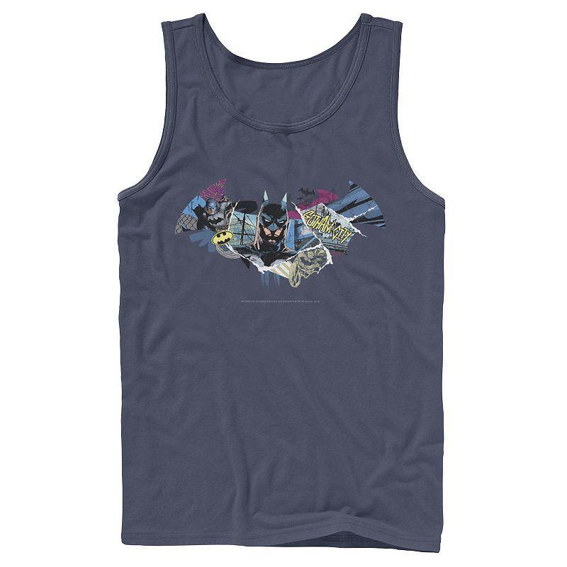 Mens DC Comics Batman Dark Comic Logo Tank Top Blue Product Image