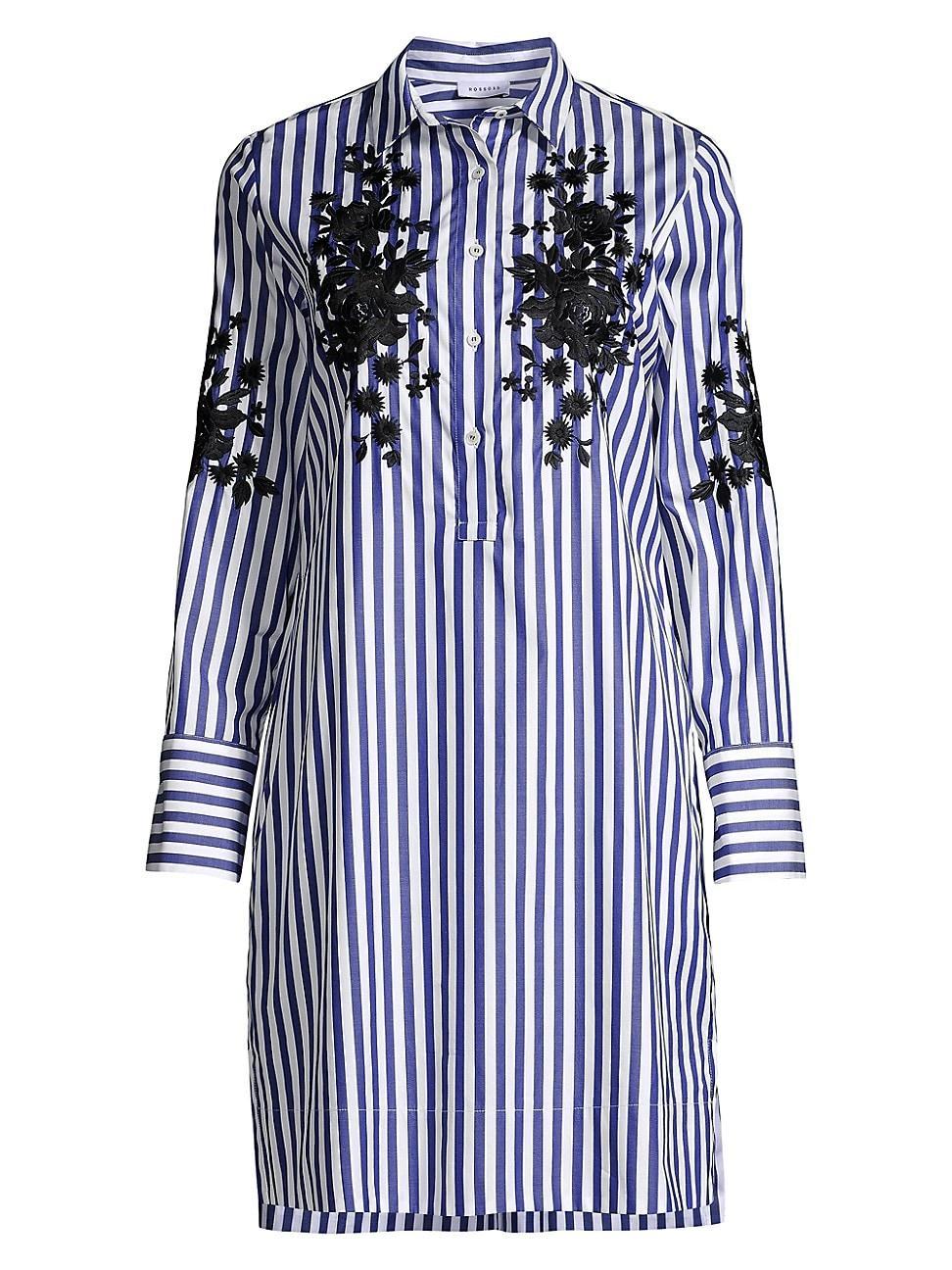 Womens Embroidered Striped Shirtdress Product Image