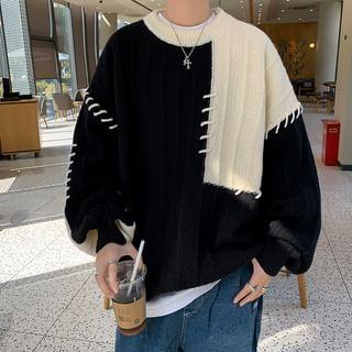 Crew Neck Two Tone Oversized Sweater product image