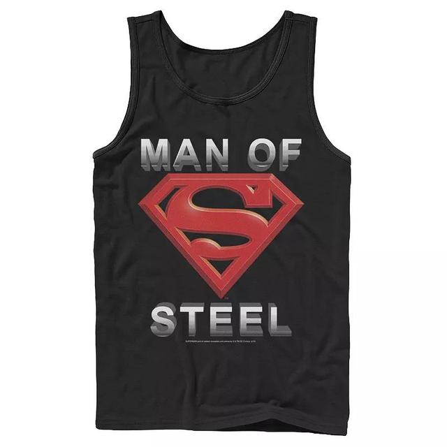 Mens DC Comics Superman Man Of Steel Text Logo Tank Top Product Image