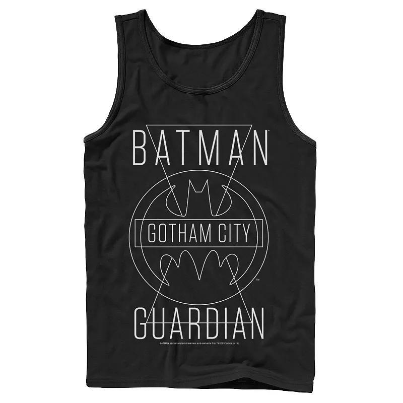 Mens DC Comics Batman Gotham City Guardian Text Poster Tank Top Product Image