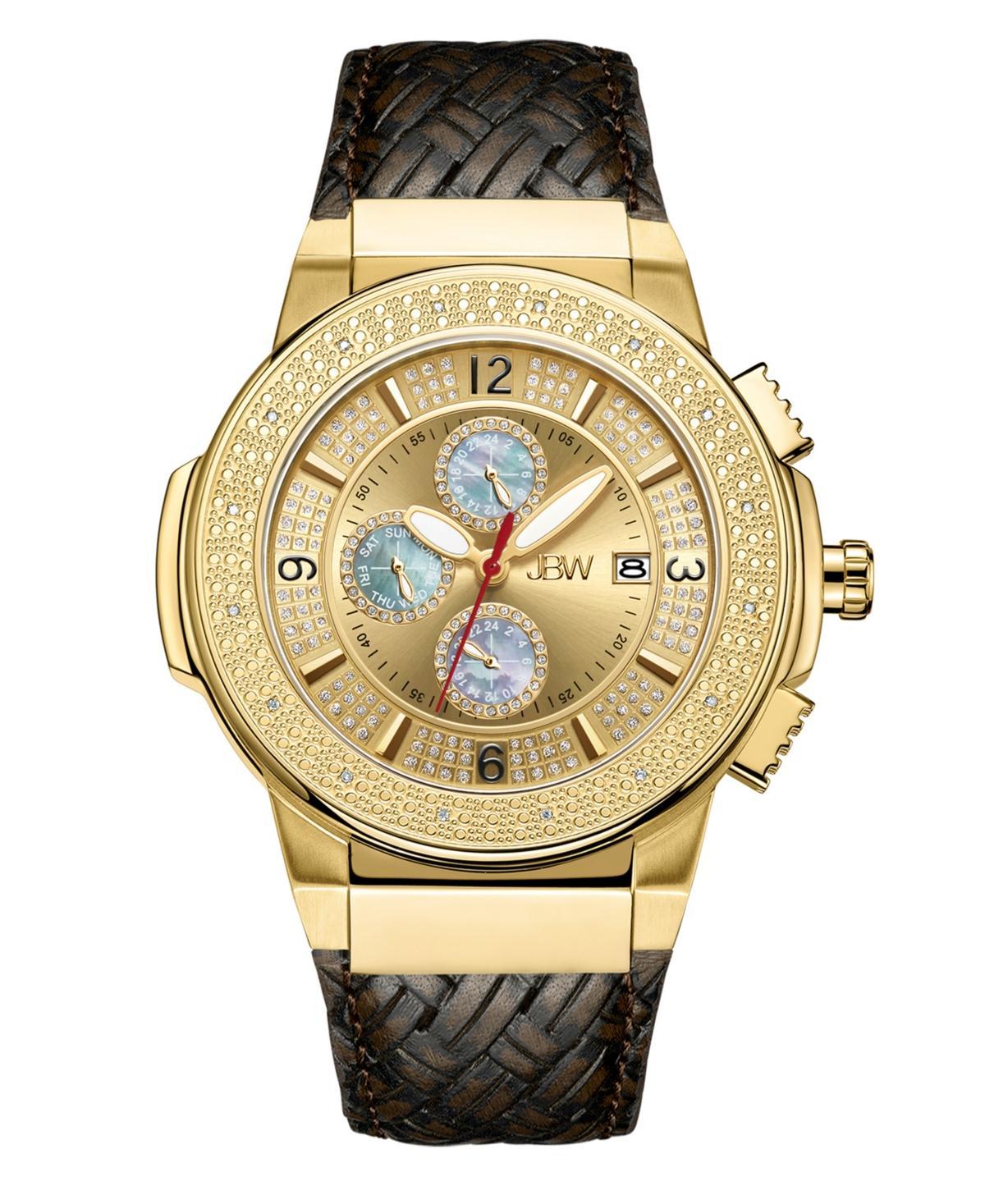 Men's JBW Saxon 1/6 CT. T.w. Diamond and Crystal 18K Gold Plate Strap Watch with Gold-Tone Dial (Model: Jb-6101L-J) Product Image