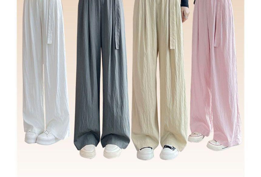 High Rise Plain Wide Leg Suit Pants (Various Designs) Product Image