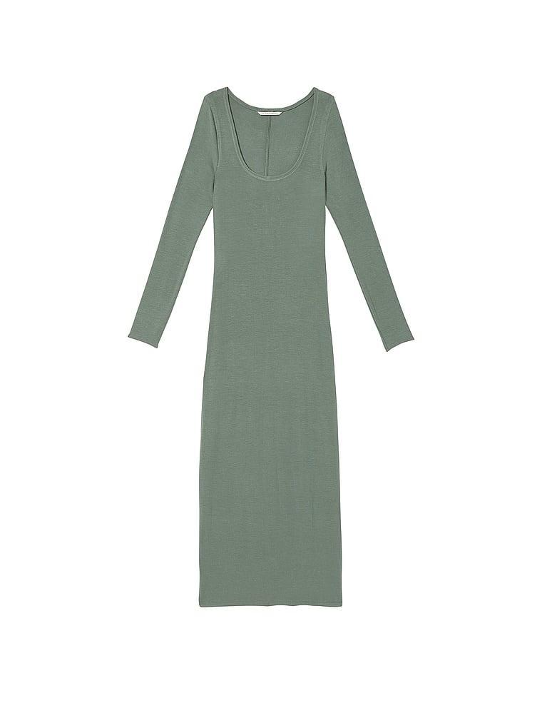 Ribbed Modal Long-Sleeve Slip Dress Product Image