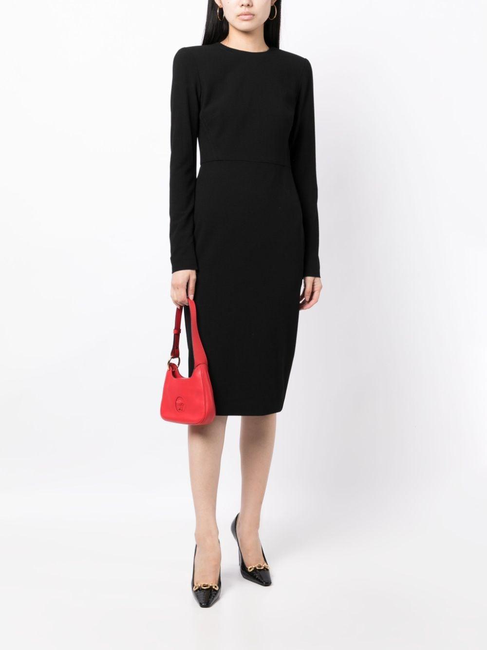 Round-neck Fitted-waist Dress In Black Product Image