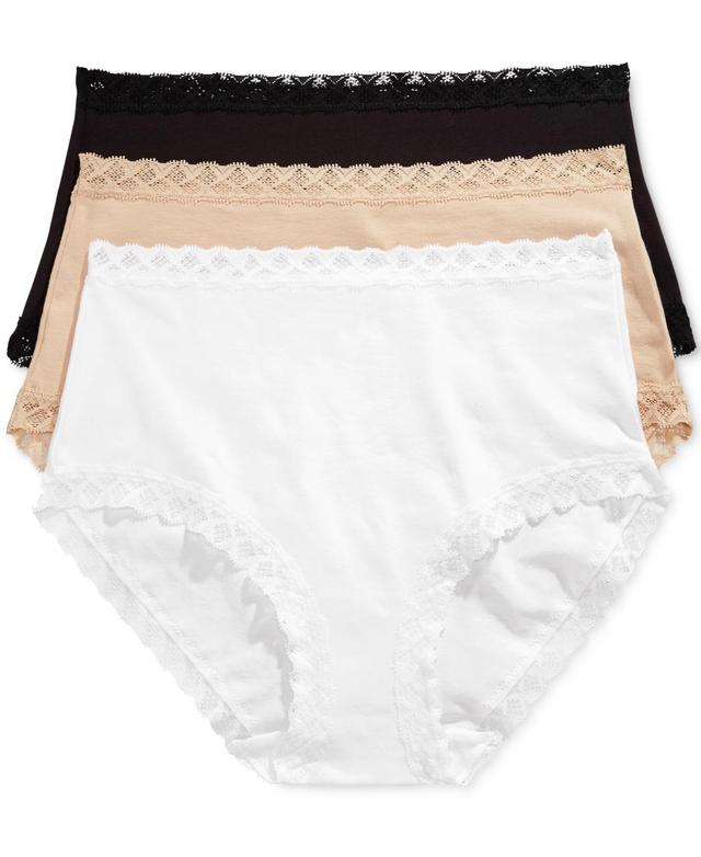 Natori Bliss Full Brief 3-Pack Cafe/White) Women's Underwear Product Image