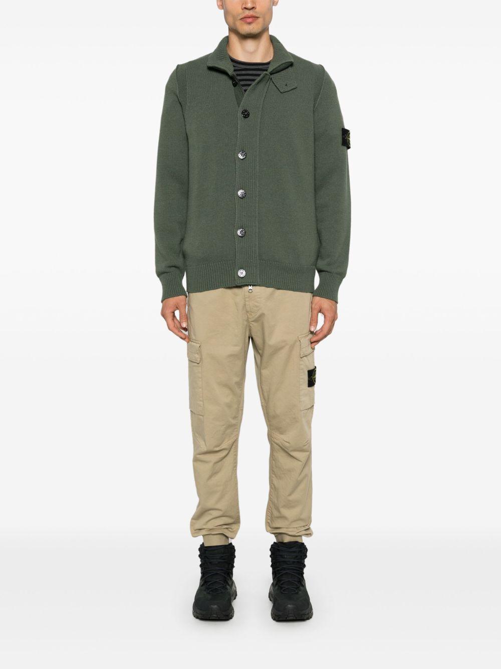 STONE ISLAND Compass-badge Cardigan In Green Product Image