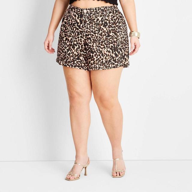 Womens High-Rise Pull-On Shorts - Future Collective with Jenee Naylor Brown Leopard Print 4X Product Image