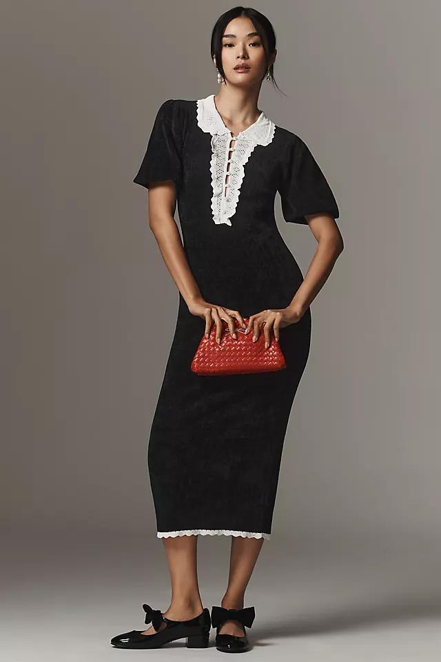 Maeve Short-Sleeve Collared Slim Midi Dress Product Image