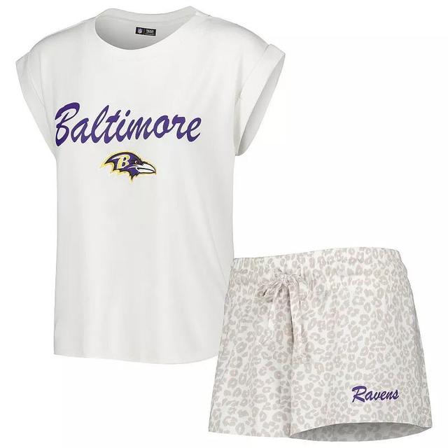 Womens Concepts Sport /Cream Baltimore Ravens Montana Knit T-Shirt & Shorts Sleep Set Product Image