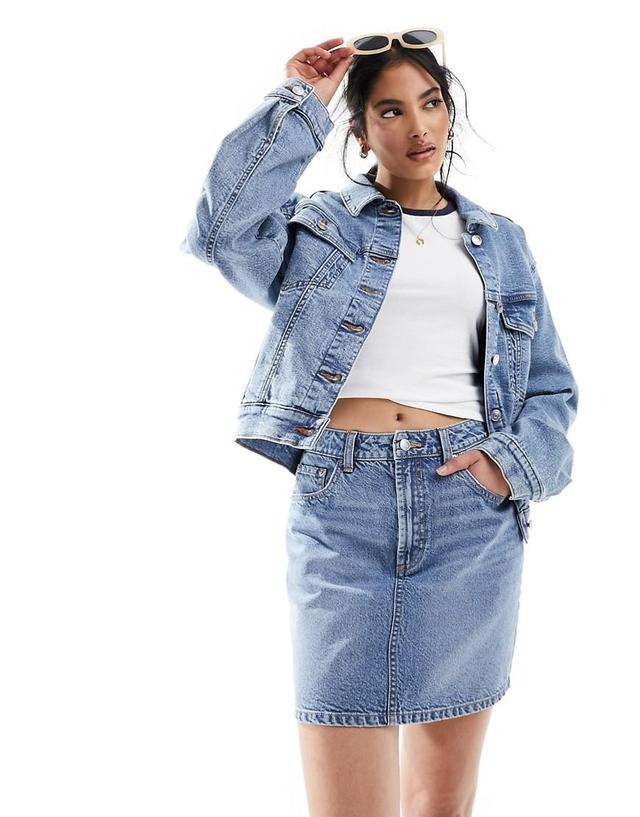 ASOS DESIGN denim high waist mini skirt Product Image