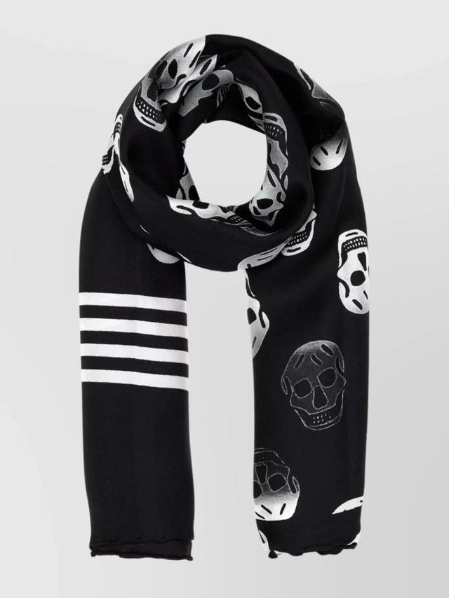 Skull Print Silk Satin Foulard In Black Product Image