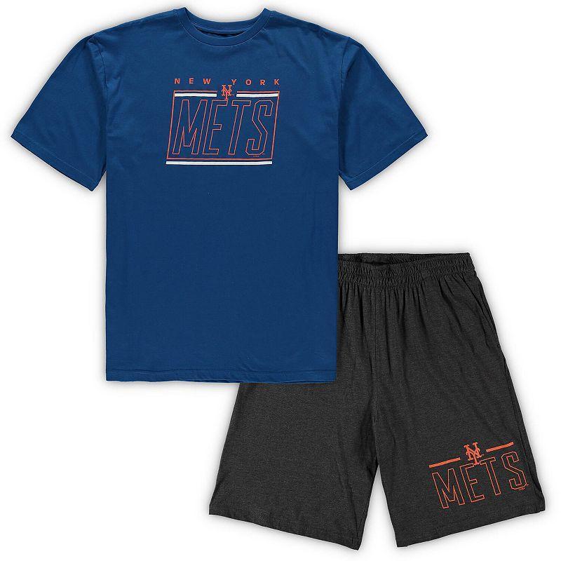 Men's Concepts Sport Royal/Heathered Charcoal New York Mets Big & Tall T-Shirt & Shorts Sleep Set Product Image