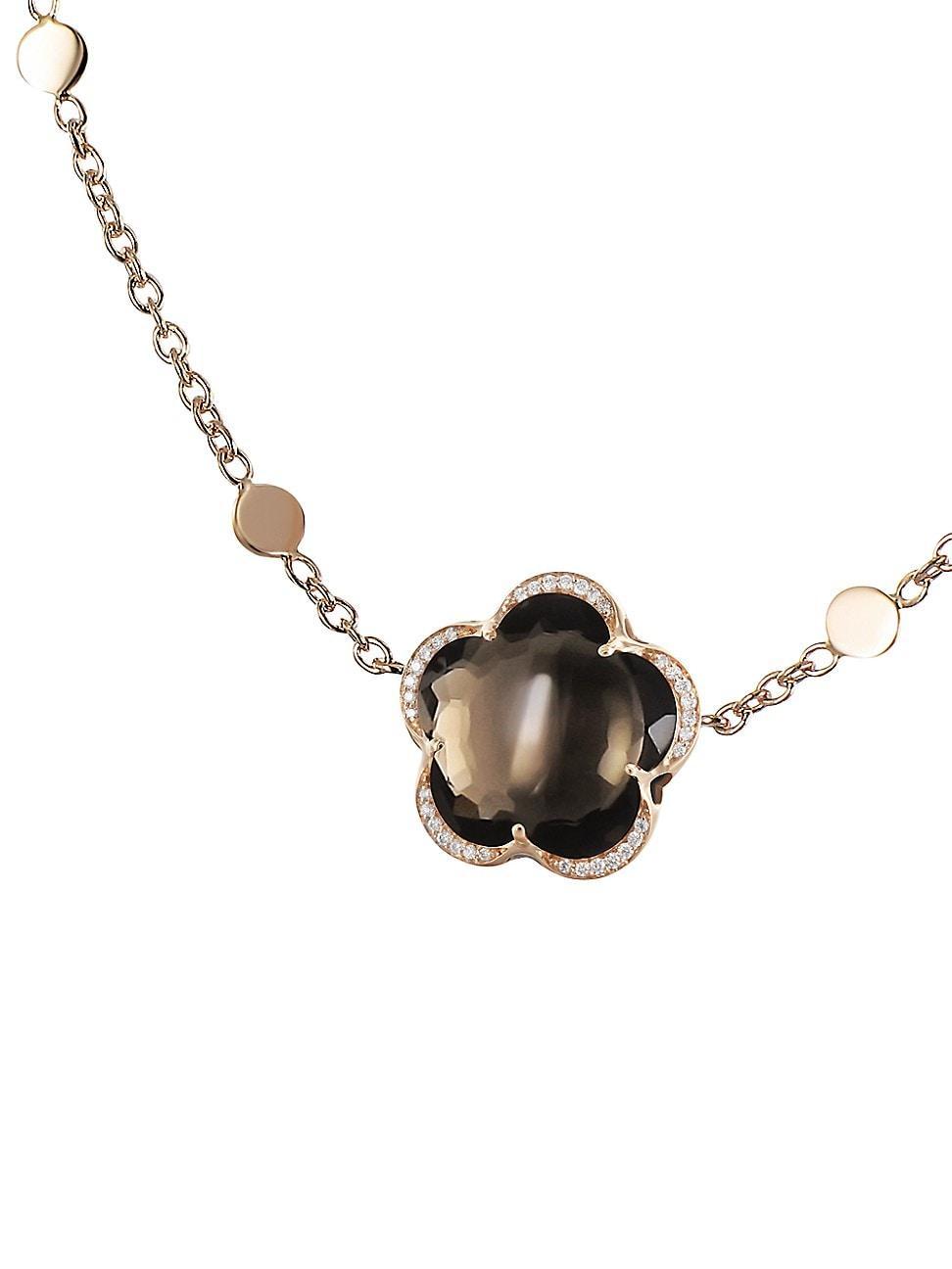 Womens Bon Ton 18K Rose Gold, Smoky Quartz & 0.09 TCW Diamond Pendant Necklace Product Image