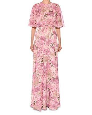 Womens Floral Silk Maxi Dress Product Image