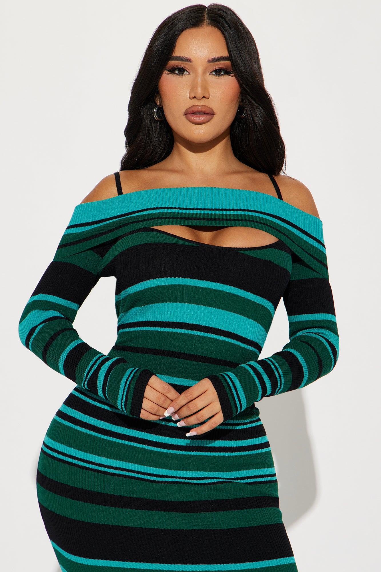 Isabel Sweater Maxi Dress - Green/combo Product Image