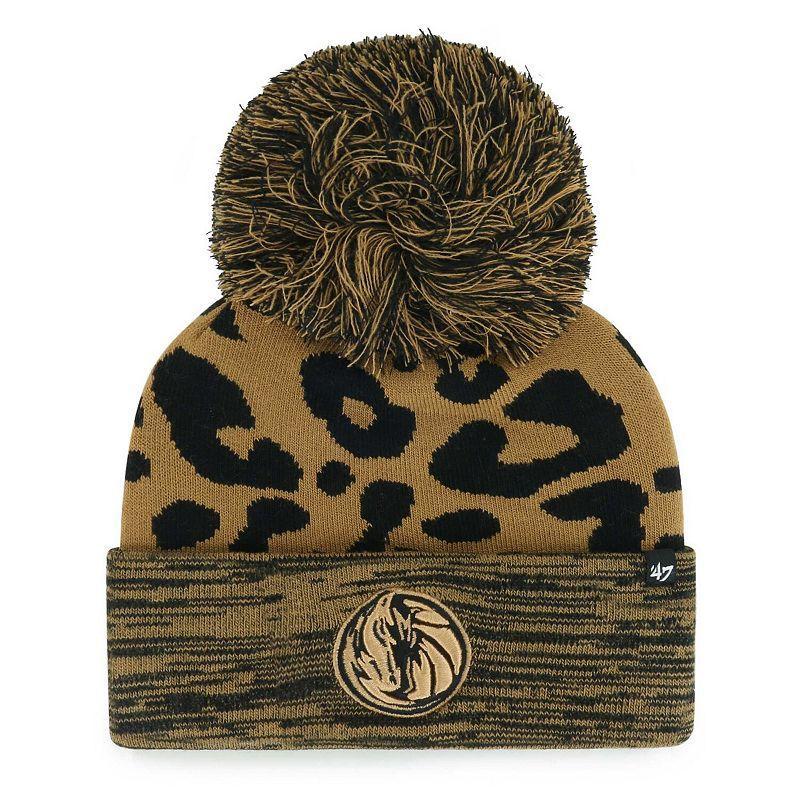 Womens 47 Leopard Dallas Mavericks Rosette Cuffed Knit Hat with Pom Product Image