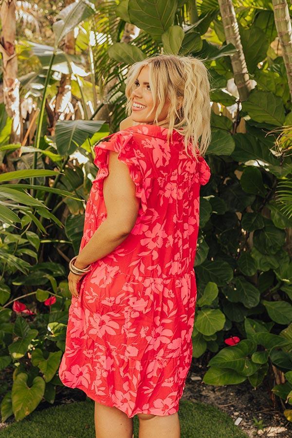 Cabana Date Floral Dress In Red Curves Product Image