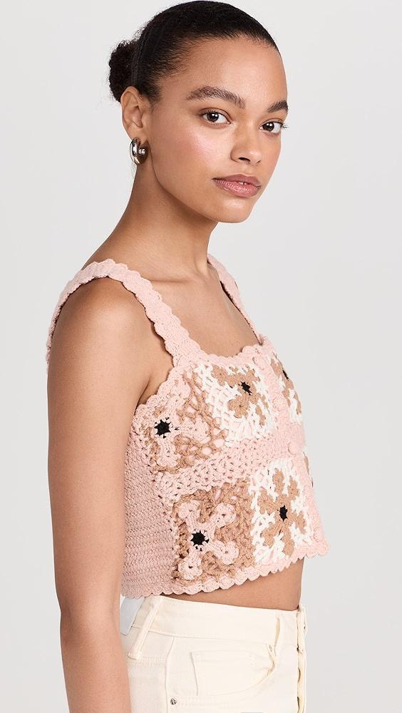 Favorite Daughter Floral Crochet Front Button Top​ | Shopbop Product Image