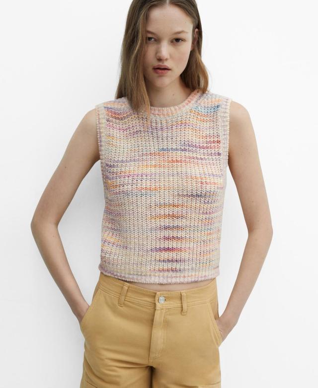 MANGO - Multi-coloured knitted vest ecruWomen Product Image