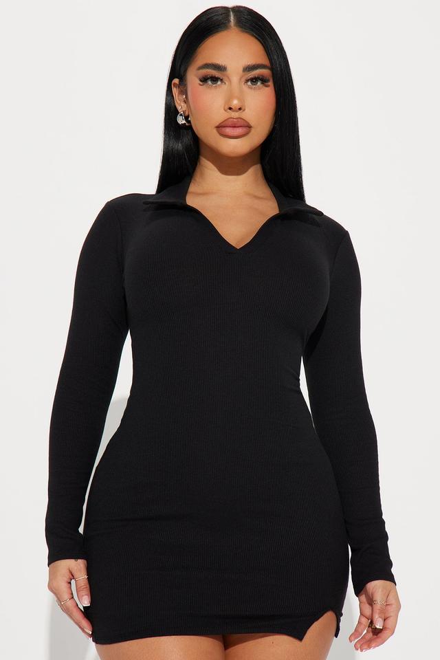 Miley Ribbed Mini Dress - Black Product Image