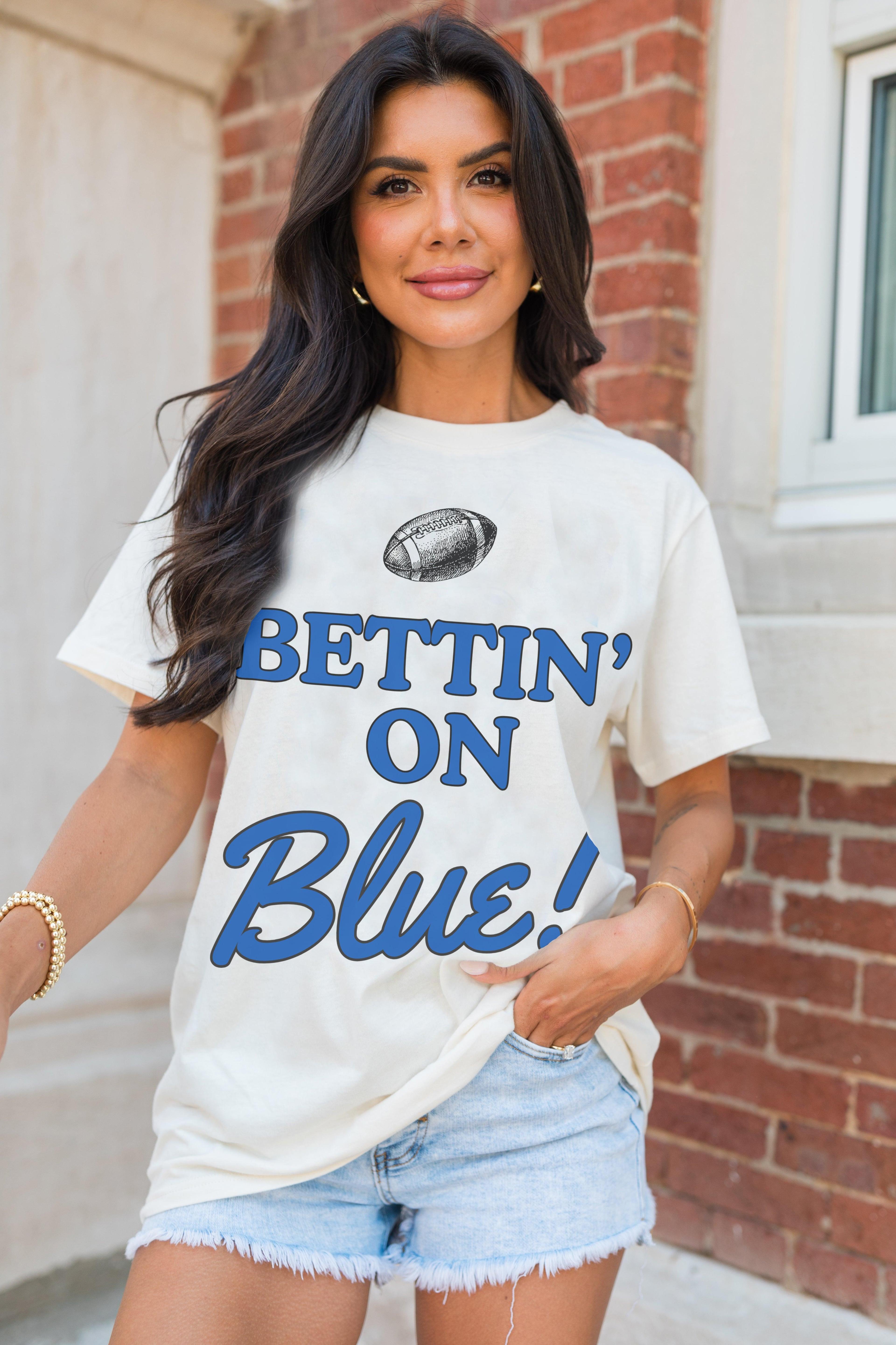 Bettin' On Blue Soft Cream Oversized Graphic Tee Product Image