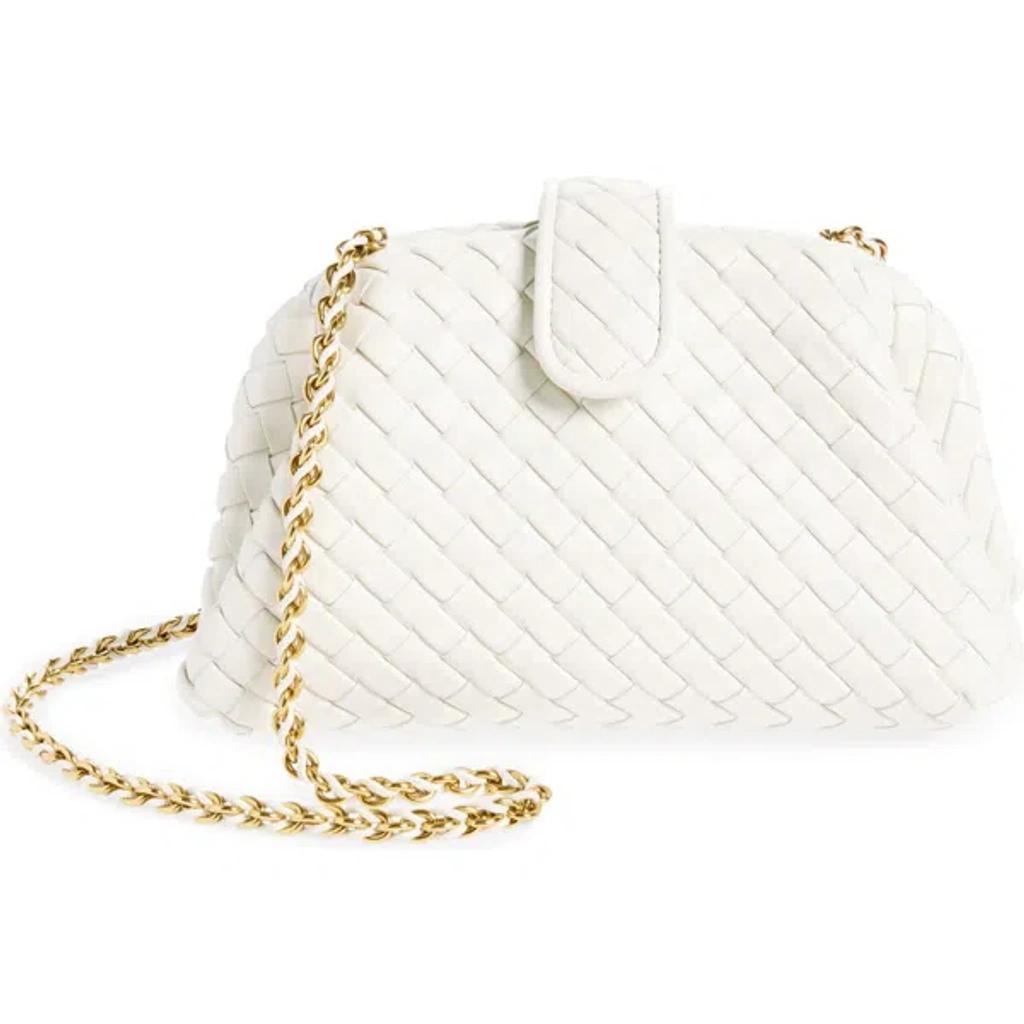 BOTTEGA VENETA Mini Lauren 1980 Intrecciato Leather Clutch In 9104 Chalk-m Brass Product Image